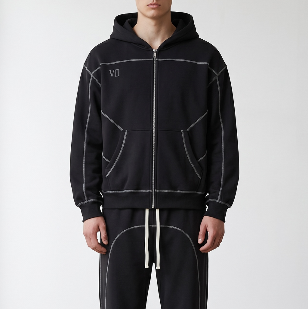 Contrast-Stitched Hoodie