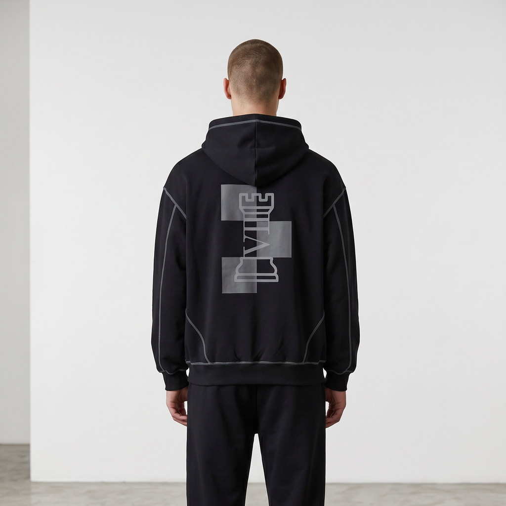 Contrast-Stitched Hoodie