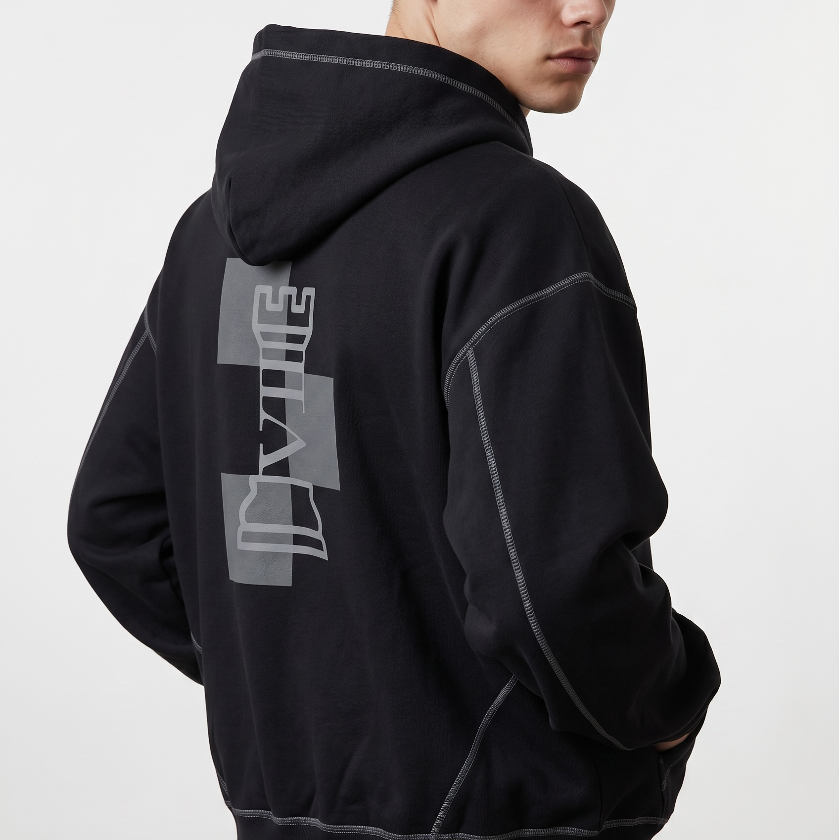 Contrast-Stitched Hoodie