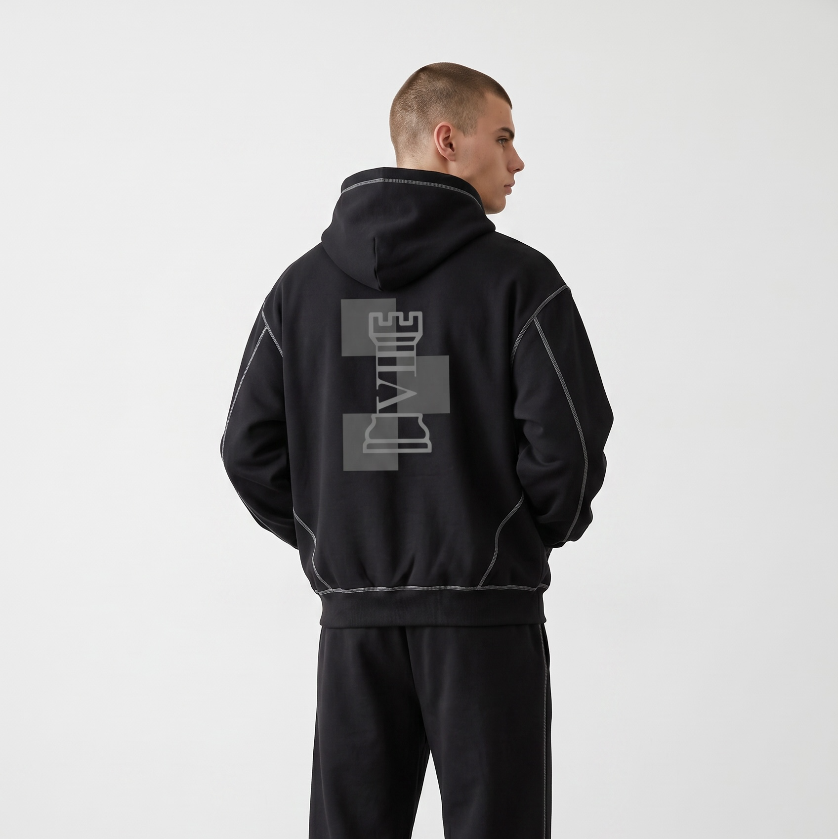 Contrast-Stitched Hoodie